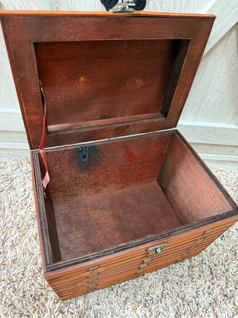 Wooden boho split Bamboo  Storage Box/keepsake Chest - Brown